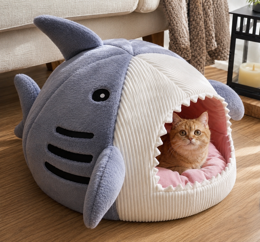 GroomnPlay CozyShark™ Cat Bed