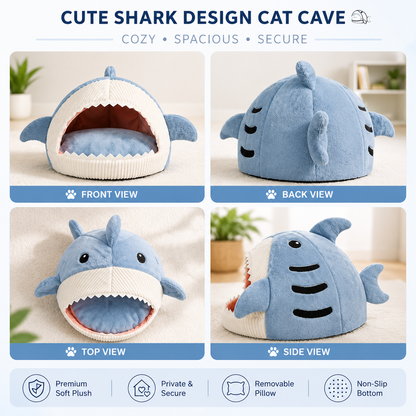 GroomnPlay CozyShark™ Cat Bed